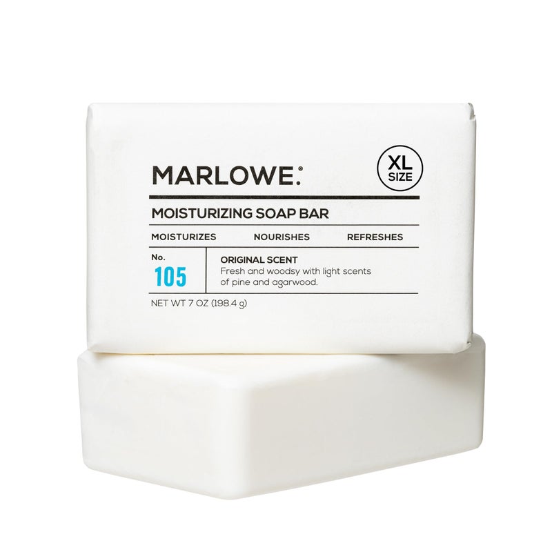 MARLOWE. No. 105 Bar Soap for Men 7 oz, Moisturizing Body Soap, Nourishing & Refreshing with Natural Extracts, Shea Butter, Olive Oil & Green Tea Extracts, Original Sage & Fir Scent - Image 1